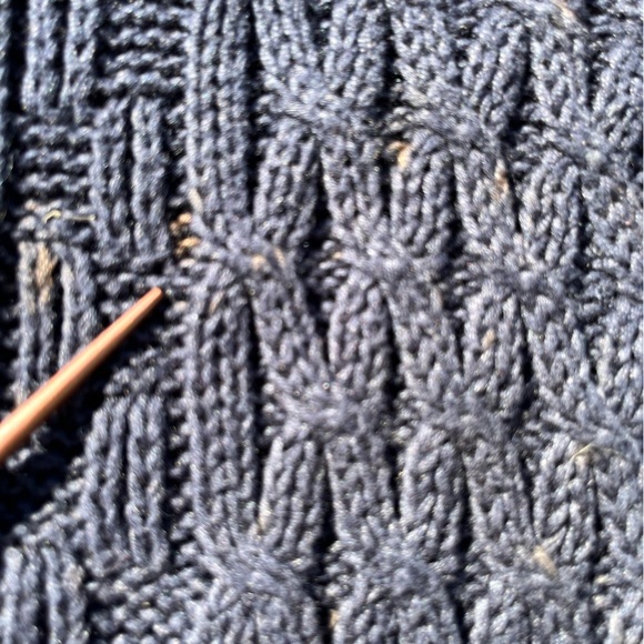 Men's Vintage Structure Sweater Navy Blue Cable Knit XL Defunct 90s Y2K Preppy - Picture 7 of 14